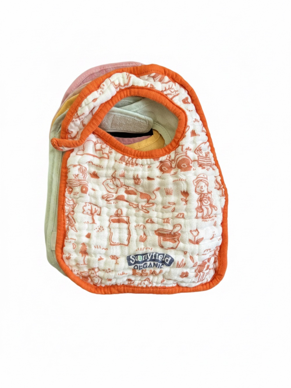 Orange Trim Kids Bib - Soft Cotton